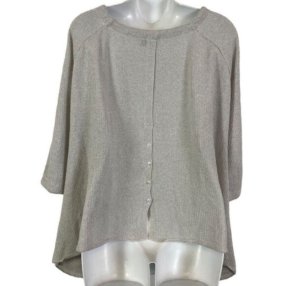 Terra SJ Apparel Womens Light Gray 100% Linen Knit Summer Sweater Lagenlook M - Picture 14 of 16